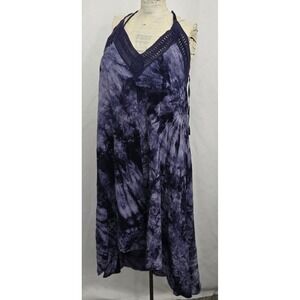 LOVESTITCH Tie Dye Dress‎ Crochet Trim Slip Sundress Womens Small Boho